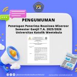 Pengumuman Resmi Penetapan Penerima Beasiswa Misereor Semester Ganjil T.A. 2025/2026 Universitas Katolik Weetebula
